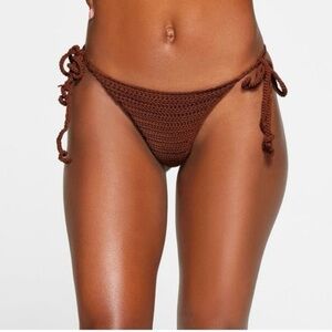 SKIMS Crochet Swim Tie Bikini Bottom in Brown. NWT. Size 3X